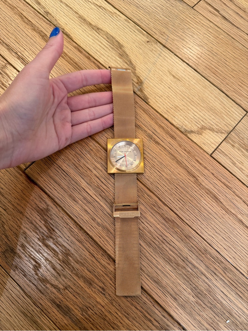 Tom Dixon Ross Gold Mesh Strap Square Dial Watch
